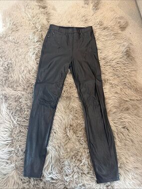 SPANX Black Faux Leather Chino-Style Pants